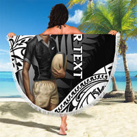 Custom New Zealand Silver Fern Rugby Beach Blanket 2024 Aotearoa Maori Mascot Go All Black LT14 - Polynesian Pride