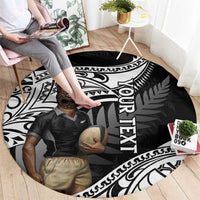 Custom New Zealand Silver Fern Rugby Round Carpet 2024 Aotearoa Maori Mascot Go All Black LT14 - Polynesian Pride