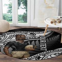 Custom New Zealand Silver Fern Rugby Round Carpet 2024 Aotearoa Maori Mascot Go All Black LT14 - Polynesian Pride