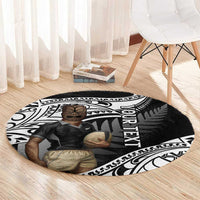 Custom New Zealand Silver Fern Rugby Round Carpet 2024 Aotearoa Maori Mascot Go All Black LT14 - Polynesian Pride