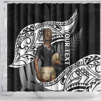 Custom New Zealand Silver Fern Rugby Shower Curtain 2024 Aotearoa Maori Mascot Go All Black LT14 - Polynesian Pride