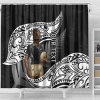 Custom New Zealand Silver Fern Rugby Shower Curtain 2024 Aotearoa Maori Mascot Go All Black LT14 - Polynesian Pride