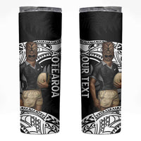 Custom New Zealand Silver Fern Rugby Skinny Tumbler 2024 Aotearoa Maori Mascot Go All Black LT14 Black - Polynesian Pride
