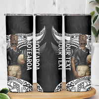 Custom New Zealand Silver Fern Rugby Skinny Tumbler 2024 Aotearoa Maori Mascot Go All Black LT14 - Polynesian Pride