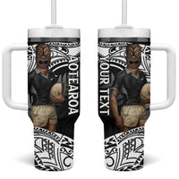 Custom New Zealand Silver Fern Rugby Tumbler With Handle 2024 Aotearoa Maori Mascot Go All Black LT14 One Size: 40 oz Black - Polynesian Pride