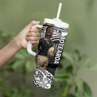 Custom New Zealand Silver Fern Rugby Tumbler With Handle 2024 Aotearoa Maori Mascot Go All Black LT14 - Polynesian Pride