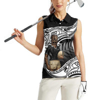 Custom New Zealand Silver Fern Rugby Women Sleeveless Polo Shirt 2024 Aotearoa Maori Mascot Go All Black LT14 - Polynesian Pride