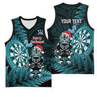 Personalised New Zealand Darts Christmas Basketball Jersey Maori Fern Merry Dartsmas LT14 - Polynesian Pride
