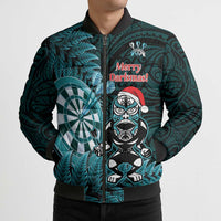 Personalised New Zealand Darts Christmas Bomber Puffer Jacket Maori Fern Merry Dartsmas LT14 - Polynesian Pride