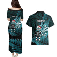 Personalised New Zealand Darts Christmas Couples Matching Puletasi and Hawaiian Shirt Maori Fern Merry Dartsmas LT14 - Polynesian Pride