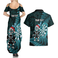 Personalised New Zealand Darts Christmas Couples Matching Summer Maxi Dress and Hawaiian Shirt Maori Fern Merry Dartsmas LT14 - Polynesian Pride
