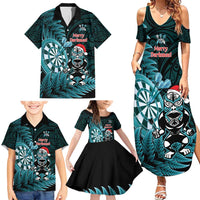 Personalised New Zealand Darts Christmas Family Matching Summer Maxi Dress and Hawaiian Shirt Maori Fern Merry Dartsmas LT14 - Polynesian Pride