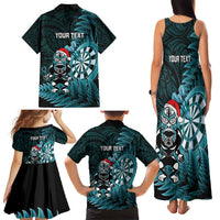 Personalised New Zealand Darts Christmas Family Matching Tank Maxi Dress and Hawaiian Shirt Maori Fern Merry Dartsmas LT14 - Polynesian Pride