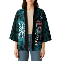 Personalised New Zealand Darts Christmas Kimono Maori Fern Merry Dartsmas LT14 - Polynesian Pride