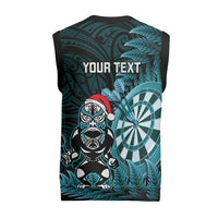 Personalised New Zealand Darts Christmas Knitted V-Neck Vest Maori Fern Merry Dartsmas LT14 - Polynesian Pride