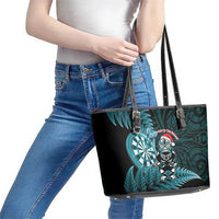 New Zealand Darts Christmas Leather Tote Bag Maori Fern Merry Dartsmas LT14 - Polynesian Pride