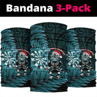 New Zealand Darts Christmas Neck Gaiter Maori Fern Merry Dartsmas LT14 package One Size: 25*50cm Cyan - Polynesian Pride