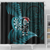 New Zealand Darts Christmas Shower Curtain Maori Fern Merry Dartsmas LT14 - Polynesian Pride