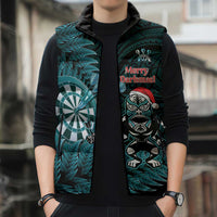 Personalised New Zealand Darts Christmas Sleeveless Puffer Jacket Maori Fern Merry Dartsmas LT14 - Polynesian Pride