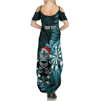 Personalised New Zealand Darts Christmas Summer Maxi Dress Maori Fern Merry Dartsmas LT14 - Polynesian Pride