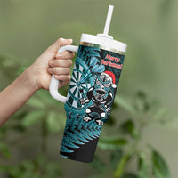 Personalised New Zealand Darts Christmas Tumbler With Handle Maori Fern Merry Dartsmas LT14 - Polynesian Pride