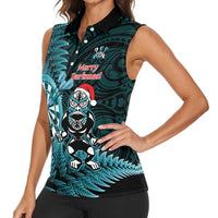 Personalised New Zealand Darts Christmas Women Sleeveless Polo Shirt Maori Fern Merry Dartsmas LT14 - Polynesian Pride