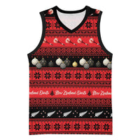 New Zealand Darts Christmas Basketball Jersey Merry Xmas Aotearoa Maori Red LT14 Unisex Red - Polynesian Pride