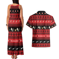 New Zealand Darts Christmas Couples Matching Tank Maxi Dress and Hawaiian Shirt Merry Xmas Aotearoa Maori Red LT14 - Polynesian Pride
