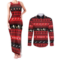New Zealand Darts Christmas Couples Matching Tank Maxi Dress and Long Sleeve Button Shirt Merry Xmas Aotearoa Maori Red LT14 Red - Polynesian Pride