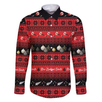 New Zealand Darts Christmas Family Matching Long Sleeve Bodycon Dress and Hawaiian Shirt Merry Xmas Aotearoa Maori Red LT14 Dad's Shirt - Long Sleeve Red - Polynesian Pride