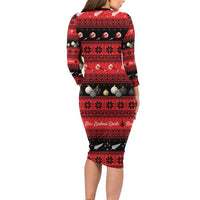 New Zealand Darts Christmas Family Matching Long Sleeve Bodycon Dress and Hawaiian Shirt Merry Xmas Aotearoa Maori Red LT14 - Polynesian Pride