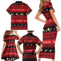 New Zealand Darts Christmas Family Matching Short Sleeve Bodycon Dress and Hawaiian Shirt Merry Xmas Aotearoa Maori Red LT14 - Polynesian Pride