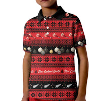 New Zealand Darts Christmas Kid Polo Shirt Merry Xmas Aotearoa Maori Red LT14 Kid Red - Polynesian Pride