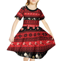 New Zealand Darts Christmas Kid Short Sleeve Dress Merry Xmas Aotearoa Maori Red LT14 - Polynesian Pride