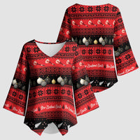 New Zealand Darts Christmas Kimono Sleeve Blouse Merry Xmas Aotearoa Maori Red LT14 - Polynesian Pride