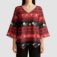 New Zealand Darts Christmas Kimono Sleeve Blouse Merry Xmas Aotearoa Maori Red LT14 - Polynesian Pride