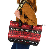 New Zealand Darts Christmas Leather Tote Bag Merry Xmas Aotearoa Maori Red LT14 Red - Polynesian Pride