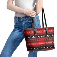 New Zealand Darts Christmas Leather Tote Bag Merry Xmas Aotearoa Maori Red LT14 - Polynesian Pride