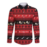 New Zealand Darts Christmas Long Sleeve Button Shirt Merry Xmas Aotearoa Maori Red LT14 Unisex Red - Polynesian Pride