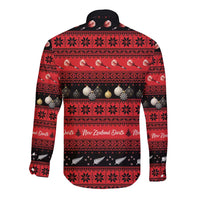 New Zealand Darts Christmas Long Sleeve Button Shirt Merry Xmas Aotearoa Maori Red LT14 - Polynesian Pride