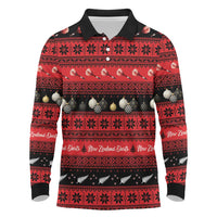 New Zealand Darts Christmas Long Sleeve Polo Shirt Merry Xmas Aotearoa Maori Red LT14 Red - Polynesian Pride