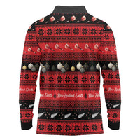 New Zealand Darts Christmas Long Sleeve Polo Shirt Merry Xmas Aotearoa Maori Red LT14 - Polynesian Pride