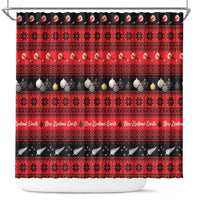 New Zealand Darts Christmas Shower Curtain Merry Xmas Aotearoa Maori Red LT14 Red - Polynesian Pride