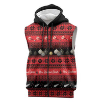 New Zealand Darts Christmas Sleeveless Zip Hoodie Merry Xmas Aotearoa Maori Red LT14 Red - Polynesian Pride