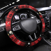 New Zealand Darts Christmas Steering Wheel Cover Merry Xmas Aotearoa Maori Red LT14 Universal Fit Red - Polynesian Pride