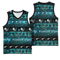 New Zealand Darts Christmas Basketball Jersey Merry Xmas Aotearoa Maori Paua Shell LT14 - Polynesian Pride