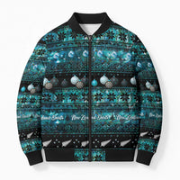New Zealand Darts Christmas Bomber Puffer Jacket Merry Xmas Aotearoa Maori Paua Shell - Polynesian Pride