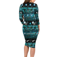 New Zealand Darts Christmas Family Matching Long Sleeve Bodycon Dress and Hawaiian Shirt Merry Xmas Aotearoa Maori Paua Shell LT14 - Polynesian Pride