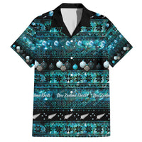 New Zealand Darts Christmas Family Matching Short Sleeve Bodycon Dress and Hawaiian Shirt Merry Xmas Aotearoa Maori Paua Shell LT14 Dad's Shirt - Short Sleeve Cyan - Polynesian Pride