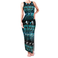 New Zealand Darts Christmas Family Matching Tank Maxi Dress and Hawaiian Shirt Merry Xmas Aotearoa Maori Paua Shell LT14 Mom's Dress Cyan - Polynesian Pride